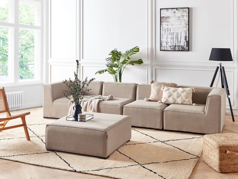 Sofa z ottomaną Arezzo Beżowy 1 kpl