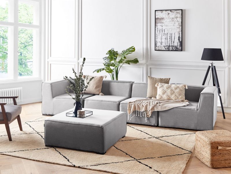 Sofa z ottomaną Arezzo Jasnoszary 1 kpl