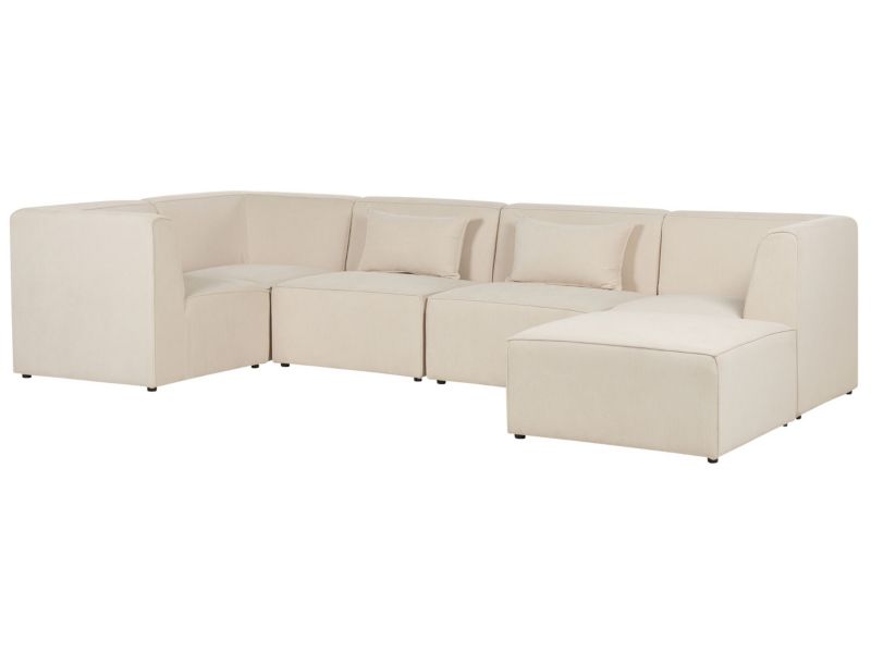 Sofa z ottomaną Lemvig Jasnobeżowy Prawostronny 1 kpl