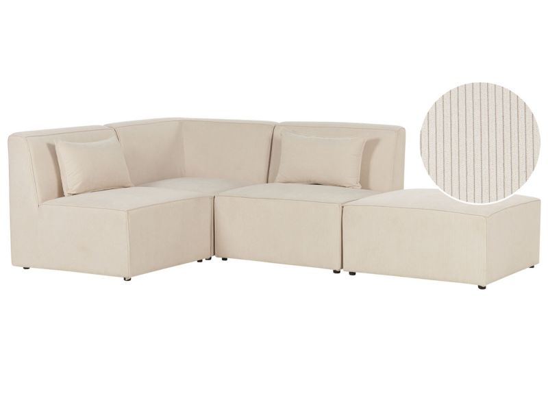 Sofa z ottomaną Lemvig Jasnobeżowy Prawostronny 1 kpl