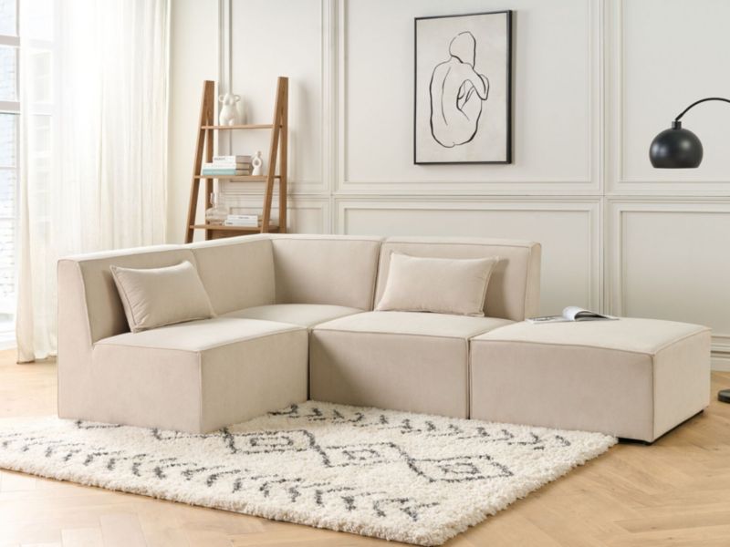 Sofa z ottomaną Lemvig Jasnobeżowy Prawostronny 1 kpl