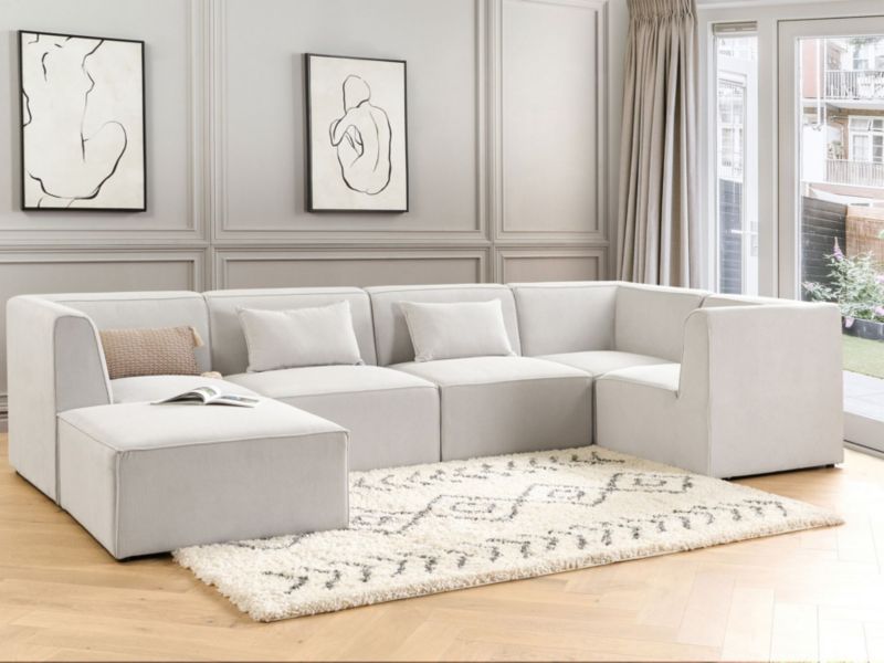 Sofa z ottomaną Lemvig Złamana biel Lewostronny 1 kpl