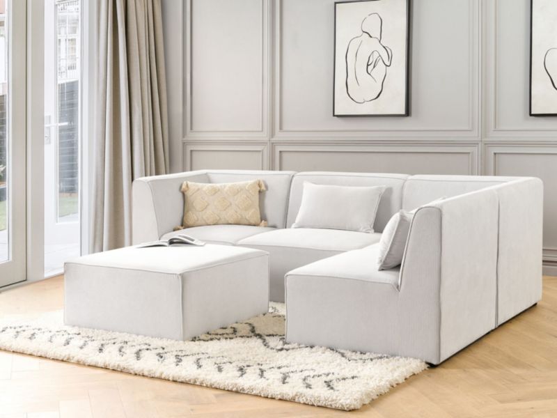 Sofa z ottomaną Lemvig Złamana biel Lewostronny 1 kpl