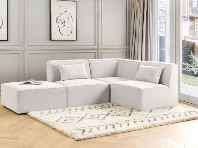 Sofa z ottomaną Lemvig Złamana biel Lewostronny 1 kpl