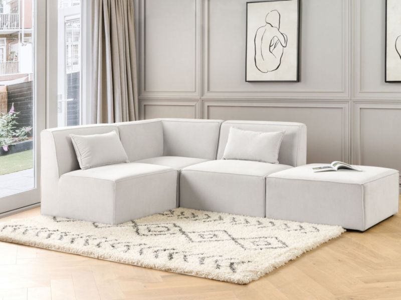 Sofa z ottomaną Lemvig Złamana biel Prawostronny 1 kpl
