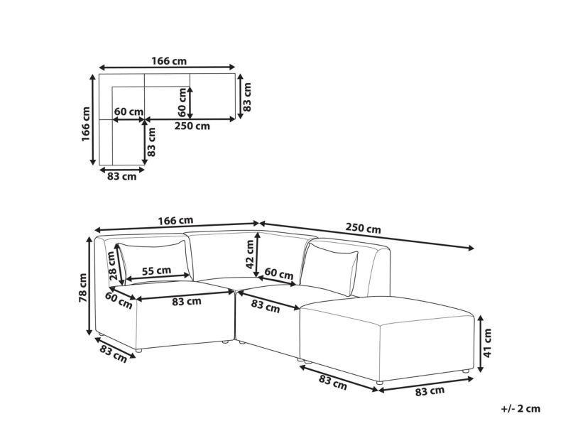 Sofa z ottomaną Lemvig Złamana biel Prawostronny 1 kpl