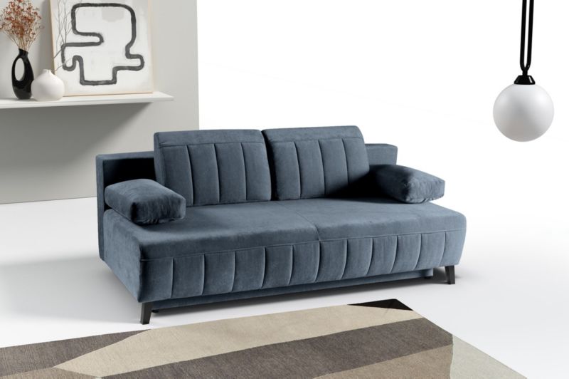 Sofa z przeszyciami Bettso Aruna z wygodnymi poduszkami do salonu ciemnoniebieski 1szt.
