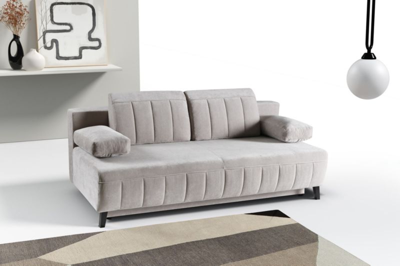 Sofa z przeszyciami Bettso Aruna z wygodnymi poduszkami do salonu jasnoszary 1szt.