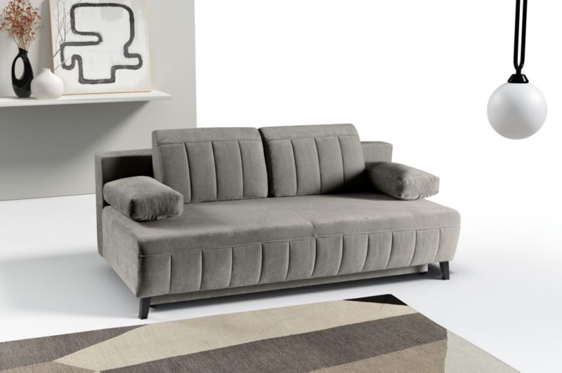 Sofa z przeszyciami Bettso Aruna z wygodnymi poduszkami do salonu szary 1szt.