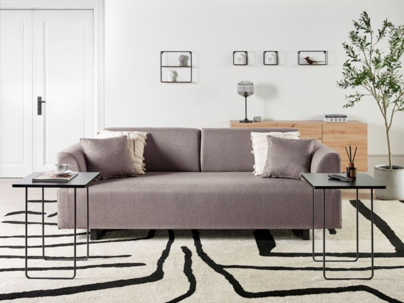Sofa ze stolikami brązowa Sokna 1 kpl