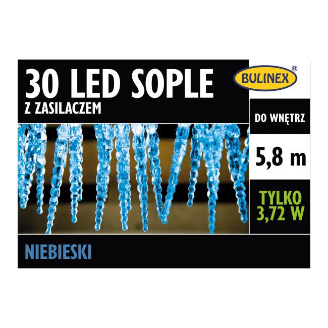Sople LED Bulinex 5,8 m niebieski zielony przewód 30 lampek