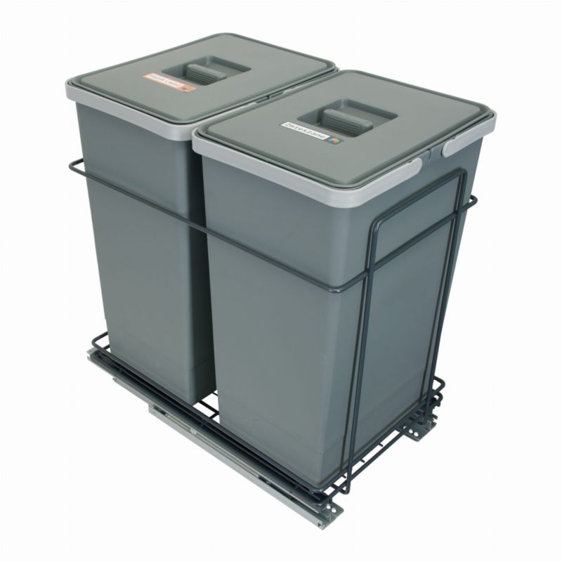 Sortownik śmieci ECOCUBE antracyt do szafki od 40 cm - cichy domyk - 2 kosze 2x24 l 1 kpl.