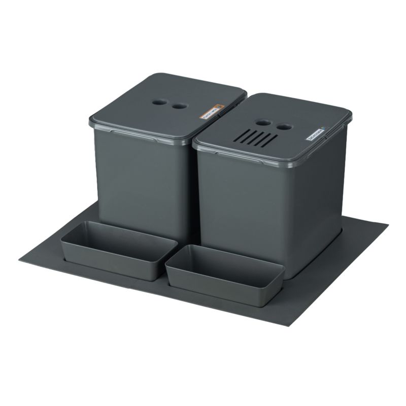 Sortownik śmieci FLEXI BASE do szuflady w szafce 60 cm 2 kosze 16 l + filtr + kuwetki 1 kpl.