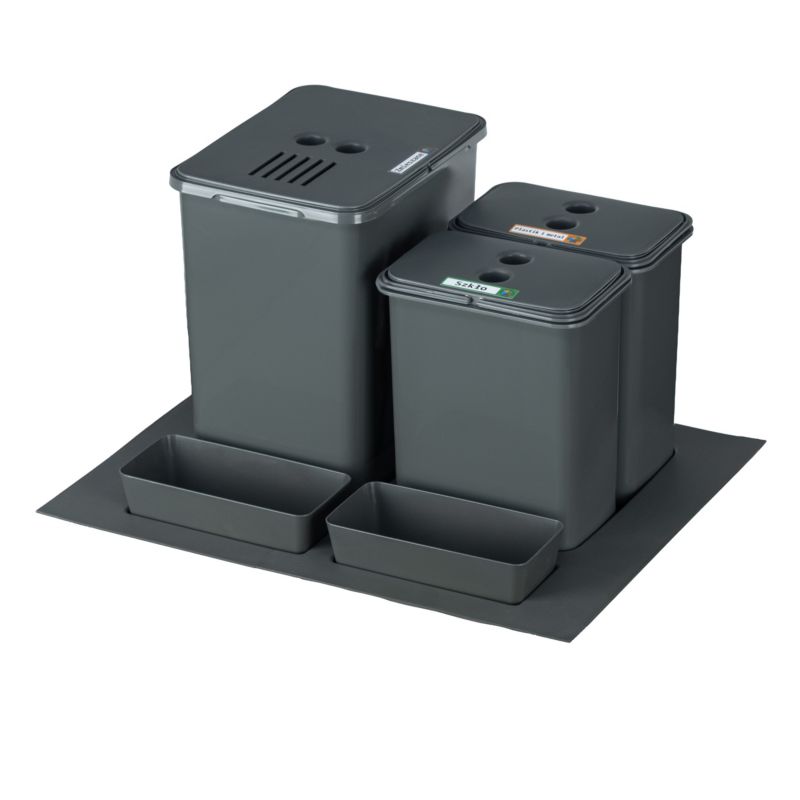 Sortownik śmieci FLEXI BASE do szuflady w szafce 60 cm 3 kosze 1x20 l + 2x8 l + filtr + kuwetki 1 kpl.