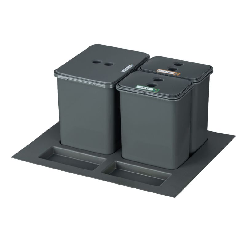 Sortownik śmieci FLEXI BASE do szuflady w szafce 60 i 70 cm 3 kosze 1x16 l + 2x8 l Sortowniki24 1 szt.