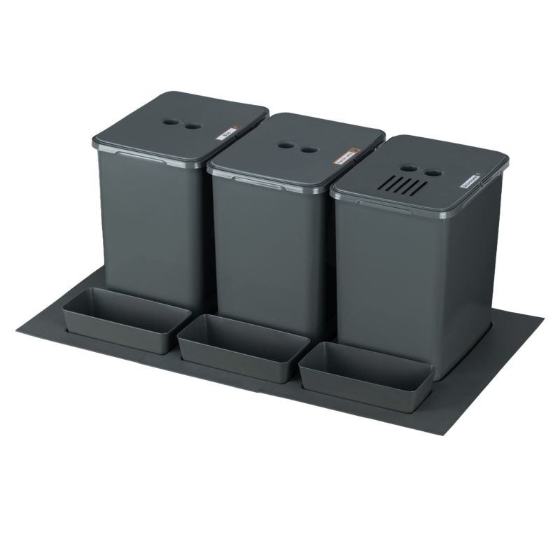 Sortownik śmieci FLEXI BASE do szuflady w szafce 80/90 cm 3 kosze 3x20 l + filtr + kuwetki 1 kpl.