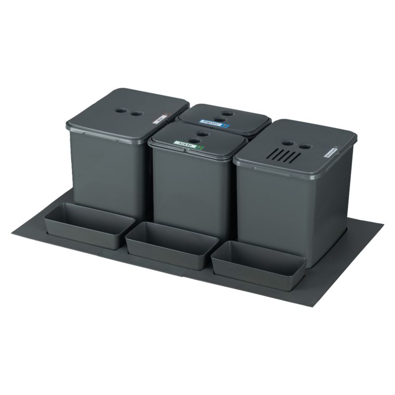 Sortownik śmieci FLEXI BASE do szuflady w szafce 80 cm 4 kosze 2x16 l + 2x8 l + filtr + kuwetki 1 kpl.