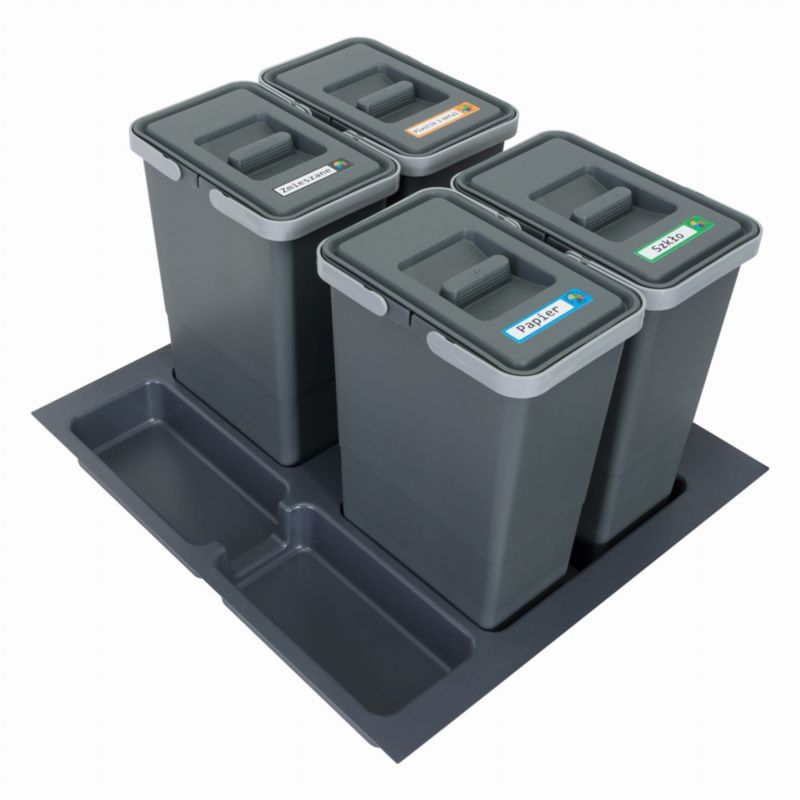 Sortownik śmieci FUTURE do szuflady w szafce 60cm 4 kosze 4x8 l, wysokość 34cm Sortowniki24 1 szt.
