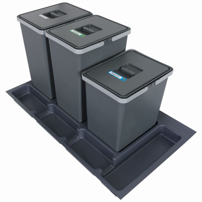 Sortownik śmieci FUTURE do szuflady w szafce 90cm 3 kosze 2x24l+1x18l, wysokość 44/34cm Sortowniki24 1 szt