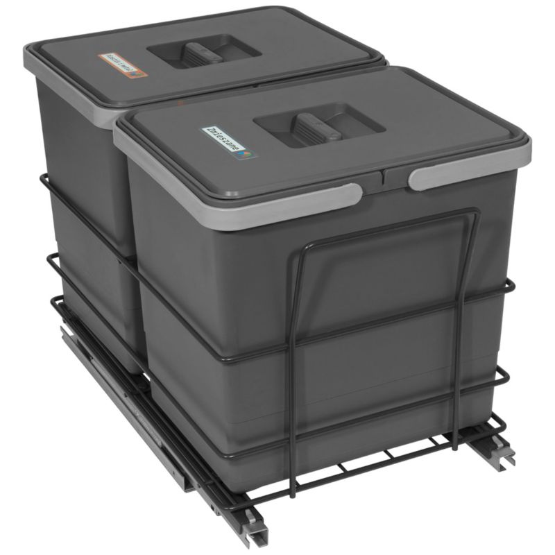Sortownik śmieci MODERN antracyt do szafki od 40 cm cichy domyk 2 kosze 2x15 l Sortowniki24  1 szt.