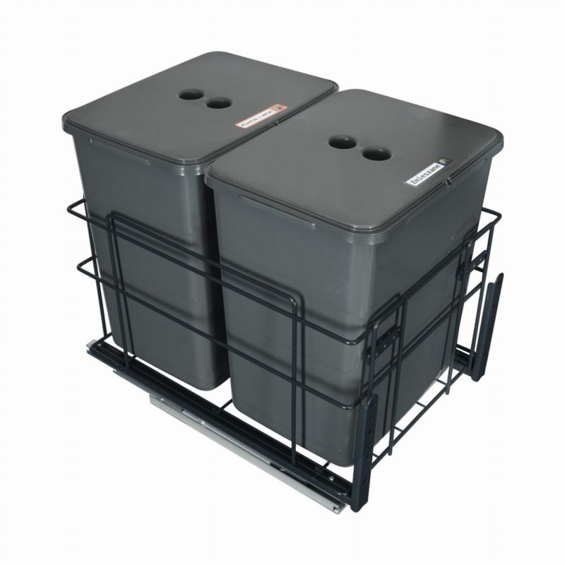Sortownik śmieci SQUARE ECO do szafki 40cm cichy domyk 2 kosze 2x20l z mocowaniem frontu Sortowniki24 1 szt.