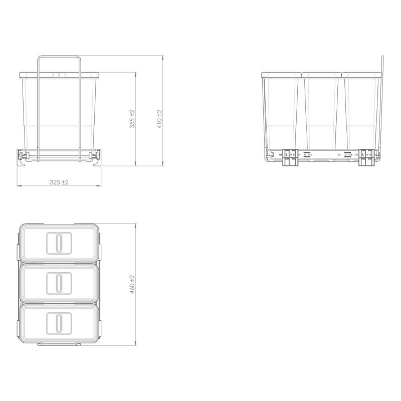 Sortownik na śmieci Elletipi Ecofil do szafki 3 kosze 12l+12l+12l - 1 kpl