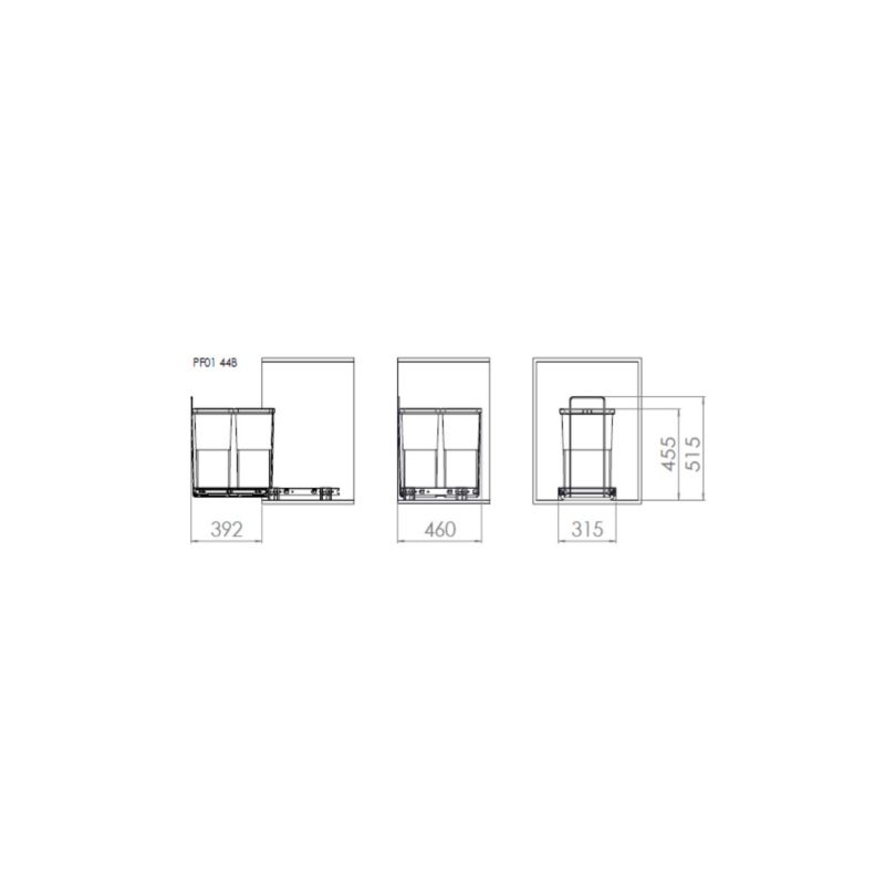 Sortownik na śmieci Elletipi Ecofil do szafki 3 kosze 24l+8l+8l 1 kpl