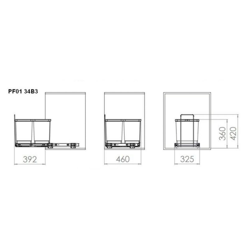 Sortownik na śmieci Elletipi Ecofil do szafki 4 kosze 8l+8l+8l+8l 1 kpl