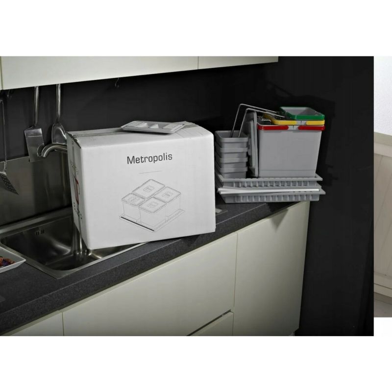 Sortownik na śmieci Metropolis do szuflady 4 kosze 15l+10l+10l +6l Elletipi - 1 kpl