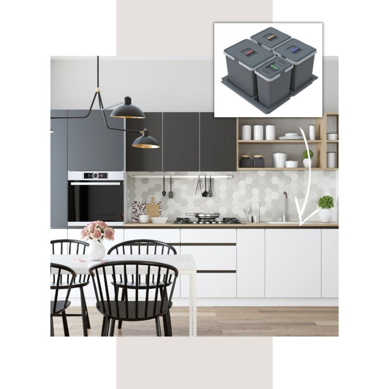 Sortownik na śmieci Metropolis do szuflady 4 kosze 15l+10l+10l +6l Elletipi - 1 kpl