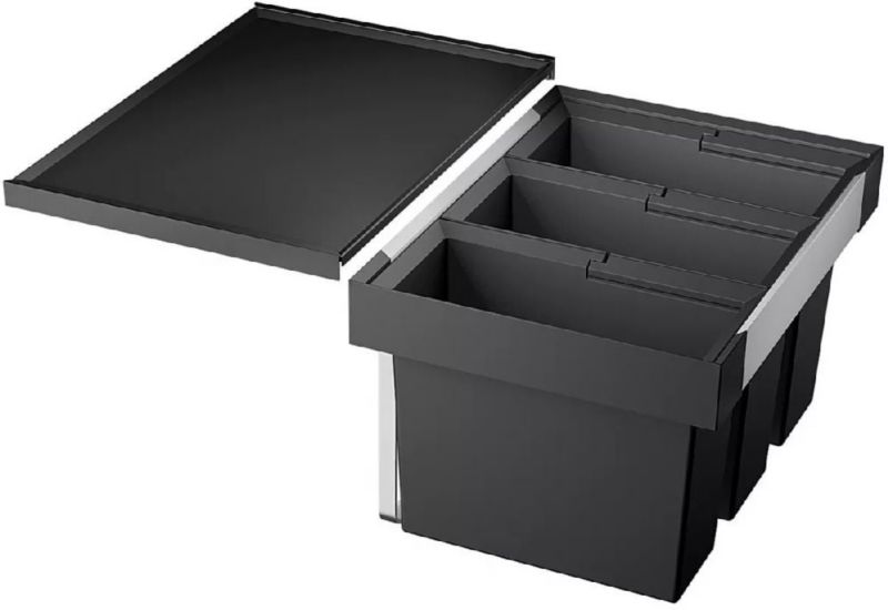 Sortownik na odpady Blanco Flexon II 3x15L szary, nowoczesny design, aluminiowy, 1 szt.