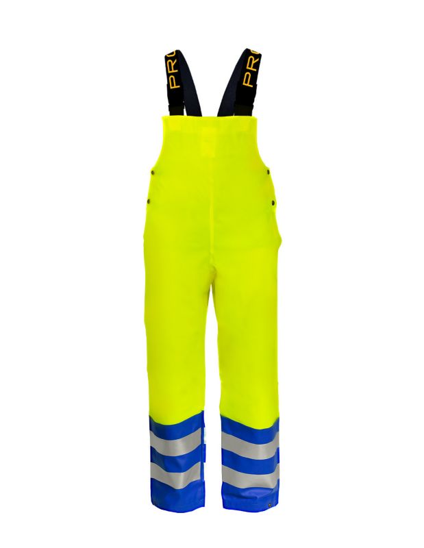 Spodnie ogrodniczki dwukolorowe model 891 R Żółty fluorescencyjny/Niebieski 56 1szt.