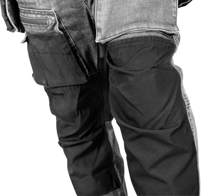 Spodnie robocze NEO TOOLS DENIM, wzmocnienia Cordura, odpinane kieszenie kaburowe, szare, rozmiar XXXL 1 szt