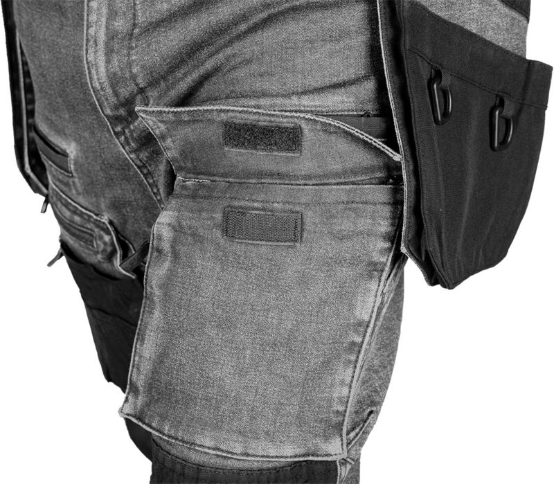 Spodnie robocze NEO TOOLS DENIM, wzmocnienia Cordura, odpinane kieszenie kaburowe, szare, rozmiar XXXL 1 szt