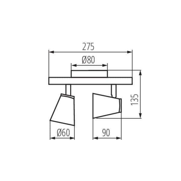 Spot Kanlux Enali  czarny-chromowany  2 x GU10 x 35W IP20 wym: 8 x 28 cm - 1 szt.