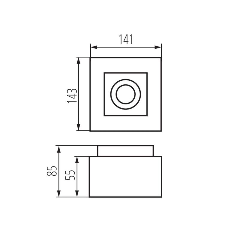 Spot oprawa sufitowa Kanlux Stobi biało-czarny  1 x GU10 x 25W IP20 wym: 14 x 14 cm - 1 szt.