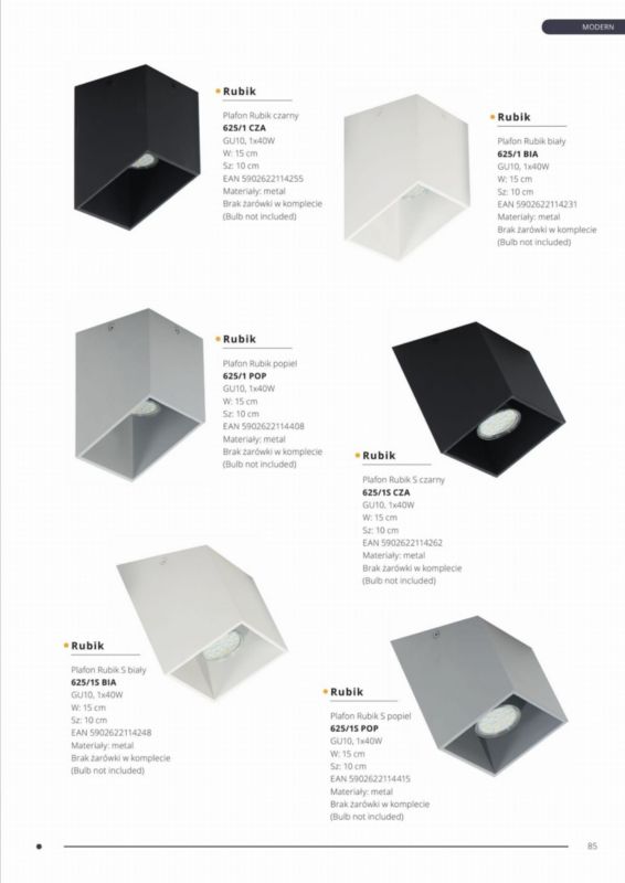 Spot oprawa sufitowa Lampex Rubik  szary  1 x GU10 x 40W IP20 wym: 10 x 10 cm - 1 szt.