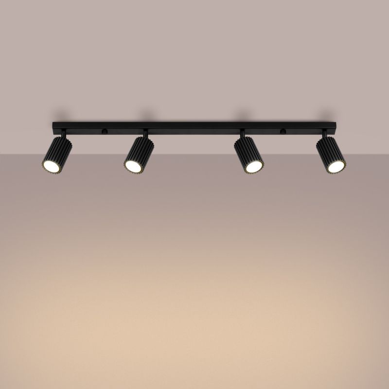 Spot oprawa sufitowa Sollux Lighting Karbon czarny  4 x GU10 x  IP20 wym: 16,5 x 81 x 6,5 cm - 1 szt.