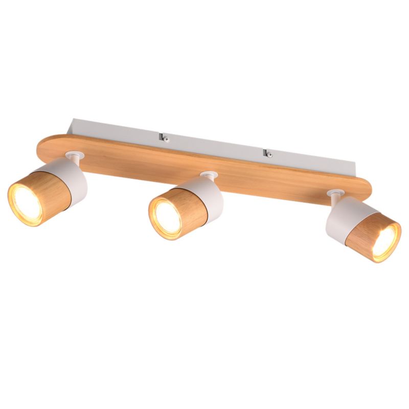 Spot oprawa sufitowa Trio Aruni  biały jasne drewno  3 x GU10 x 10W IP20 wym: 48 x 9 cm - 1 szt.
