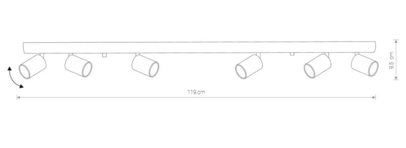 Spot reflektor natynkowy  Nowodvorski Lighting EYE  mosiądz-czarny 6xGU10x10W IP20 wym:10x119x7cm - 1 szt.