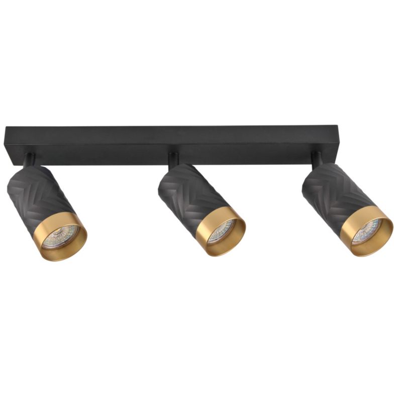 Spot reflektor natynkowy Polux ARRAS  czarno-złoty 3xGU10x10W wym:10x39x5,5cm IP20 -1 szt.