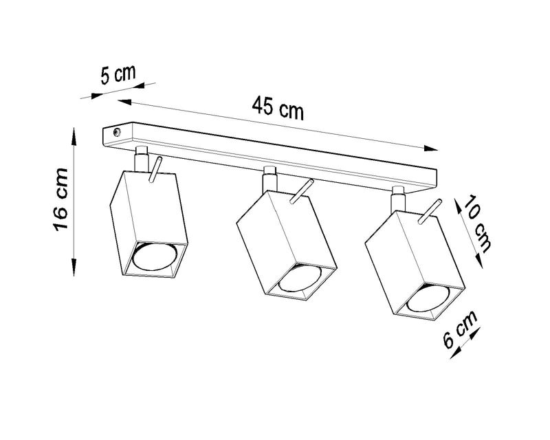 Spot Sollux Lighting Merida  czarny-chromowany  3 x GU10 x 40W IP20 wym: 45 x 8 cm - 1 szt.