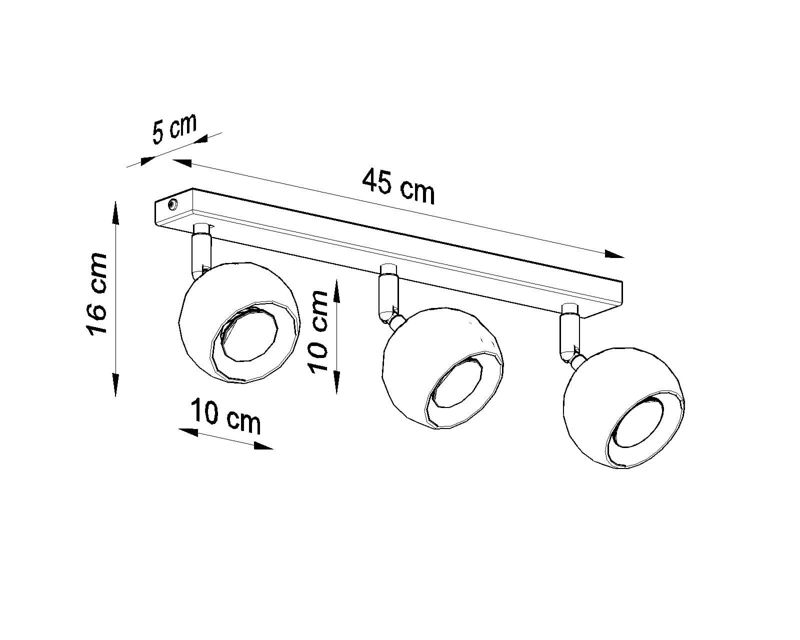 Spot Sollux Lighting Oculare  czarny-chromowany  3 x GU10 x 40W IP20 wym: 45 x 45 cm - 1 szt.