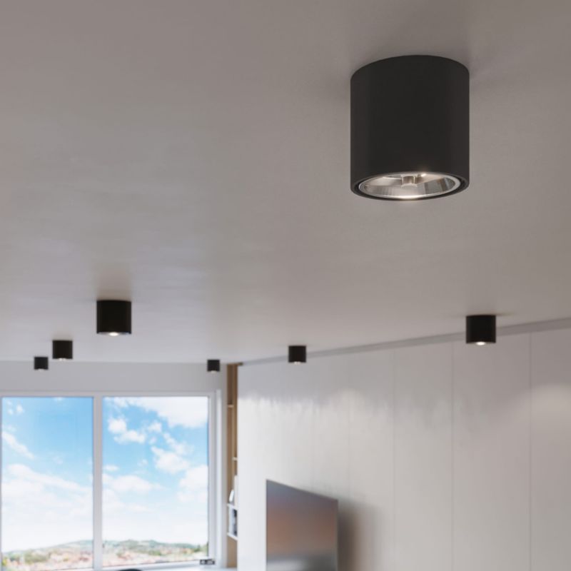Spot Sollux Lighting Tiube  czarny  1 x GU10 x 40W IP20 wym: 12 x 12 cm - 1 szt.