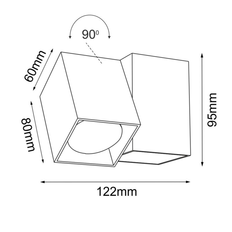 Spot sufitowy Brosline Cube czarny  1 x GU10 x 10W IP20 wym: 9,5 x 12,2 x 6 cm - 1 szt.