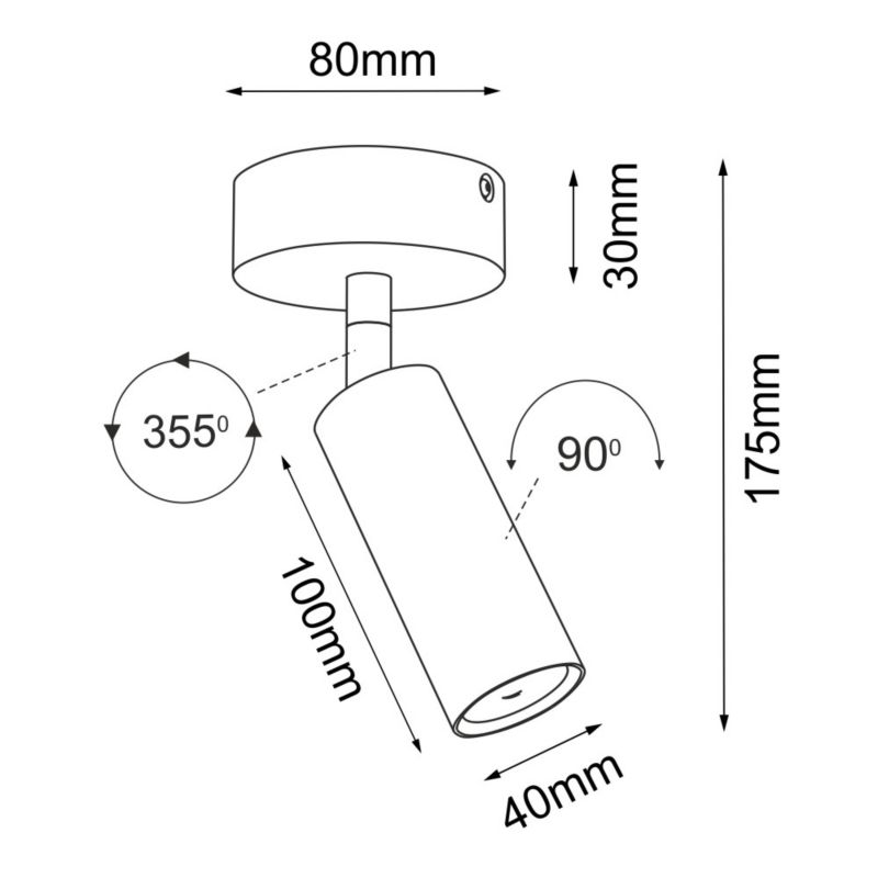 Spot sufitowy Brosline Point biały  1 x GU10 x 4W IP20 wym: 17,5 x 8 x 8 cm - 1 szt.
