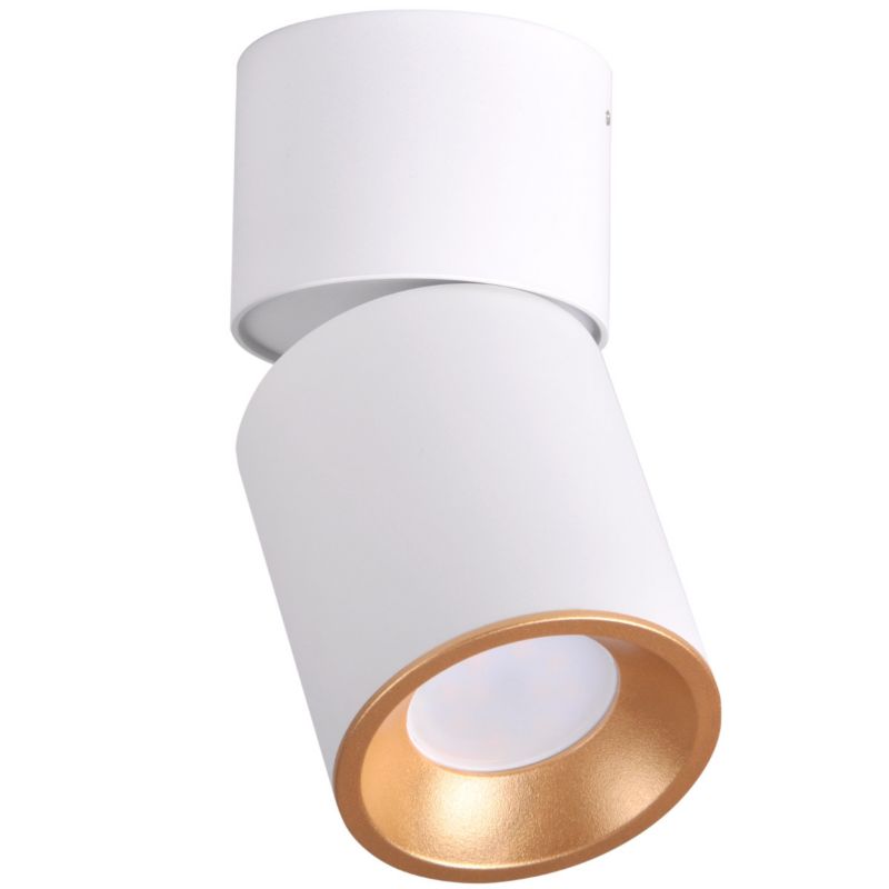 Spot sufitowy Polux Nixa biały ze złotym środkiem  1 x GU10 x 10W IP20 wym: 17 x 8,2 cm - 1 szt.