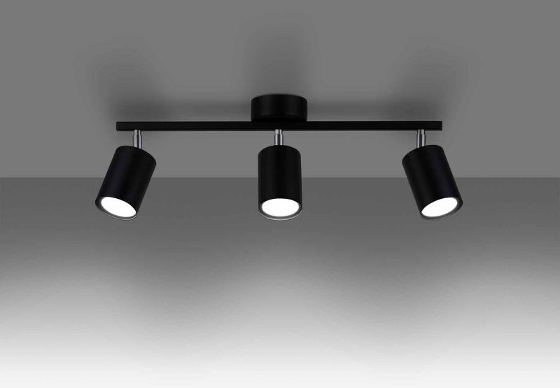 Spot sufitowy Sollux Lighting Lemmi czarny-chromowany  3 x GU10 x  IP20 wym: 46 x 8 cm - 1 szt.