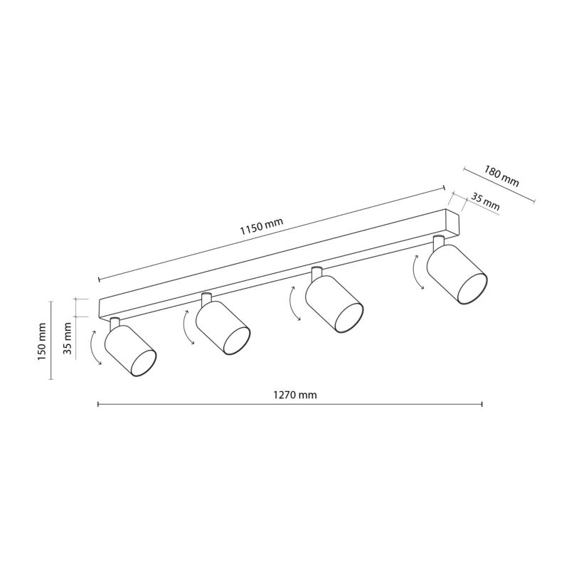 Spot TK-Lighting Nex White 4Xgu10 listwa regulowana Lampa Sufitowa - 1szt.