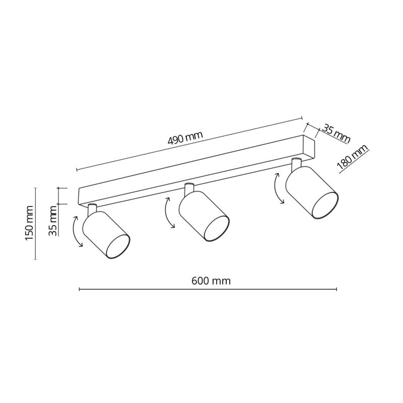 Spot TK-Lighting Top brązowa listwa regulowana 3x gu10 - 1szt.